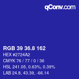 カラーコード: RGB 39 36.8 162 | qconv.com