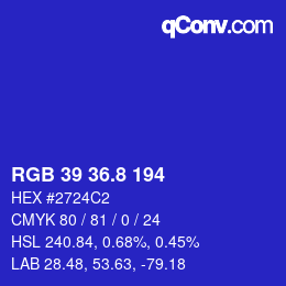 カラーコード: RGB 39 36.8 194 | qconv.com
