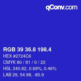 カラーコード: RGB 39 36.8 198.4 | qconv.com