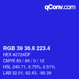 カラーコード: RGB 39 36.8 223.4 | qconv.com