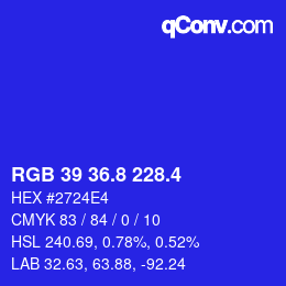 カラーコード: RGB 39 36.8 228.4 | qconv.com