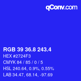 カラーコード: RGB 39 36.8 243.4 | qconv.com