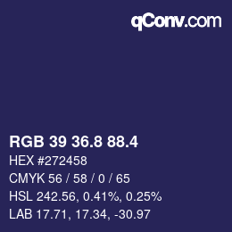 カラーコード: RGB 39 36.8 88.4 | qconv.com