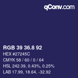 Color code: RGB 39 36.8 92 | qconv.com