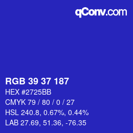 カラーコード: RGB 39 37 187 | qconv.com