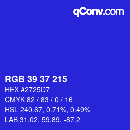 Color code: RGB 39 37 215 | qconv.com