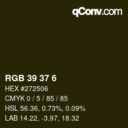 Color code: RGB 39 37 6 | qconv.com