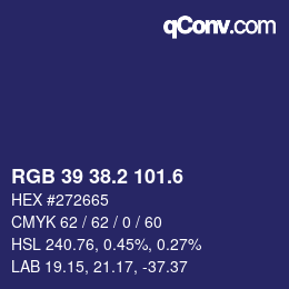 カラーコード: RGB 39 38.2 101.6 | qconv.com