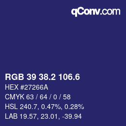 カラーコード: RGB 39 38.2 106.6 | qconv.com