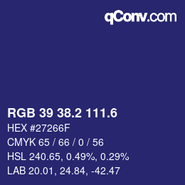 カラーコード: RGB 39 38.2 111.6 | qconv.com
