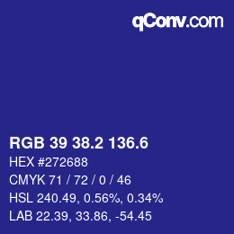 カラーコード: RGB 39 38.2 136.6 | qconv.com