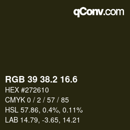 カラーコード: RGB 39 38.2 16.6 | qconv.com