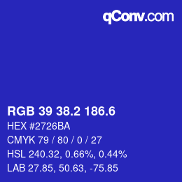 カラーコード: RGB 39 38.2 186.6 | qconv.com