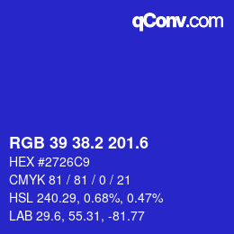 カラーコード: RGB 39 38.2 201.6 | qconv.com