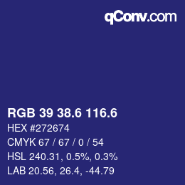 カラーコード: RGB 39 38.6 116.6 | qconv.com