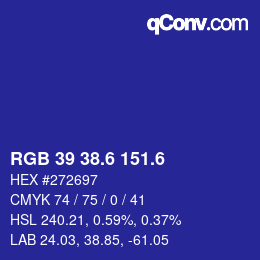 カラーコード: RGB 39 38.6 151.6 | qconv.com