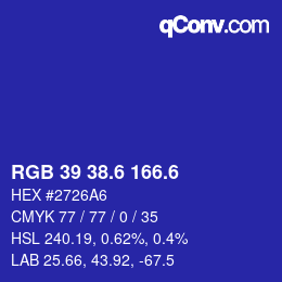 カラーコード: RGB 39 38.6 166.6 | qconv.com