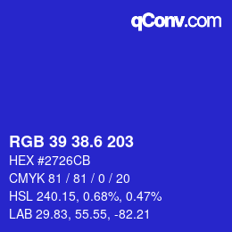 カラーコード: RGB 39 38.6 203 | qconv.com