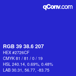 カラーコード: RGB 39 38.6 207 | qconv.com