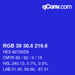 カラーコード: RGB 39 38.6 216.6 | qconv.com