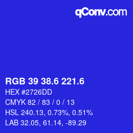 カラーコード: RGB 39 38.6 221.6 | qconv.com