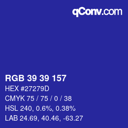 Farbcode: RGB 39 39 157 | qconv.com