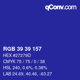 颜色代码: RGB 39 39 157 | qconv.com