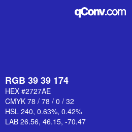 Color code: RGB 39 39 174 | qconv.com