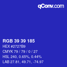 颜色代码: RGB 39 39 185 | qconv.com