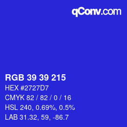 Color code: RGB 39 39 215 | qconv.com