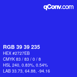 Color code: RGB 39 39 235 | qconv.com
