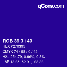 Color code: RGB 39 3 149 | qconv.com