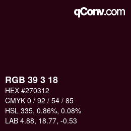 Color code: RGB 39 3 18 | qconv.com