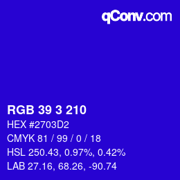 Color code: RGB 39 3 210 | qconv.com