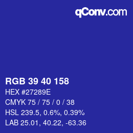 カラーコード: RGB 39 40 158 | qconv.com