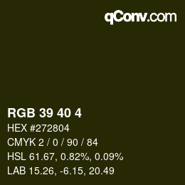 Color code: RGB 39 40 4 | qconv.com