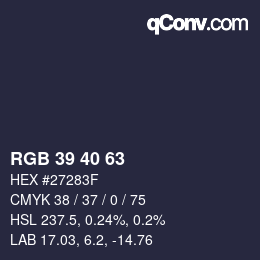 Color code: RGB 39 40 63 | qconv.com