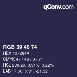 Color code: RGB 39 40 74 | qconv.com
