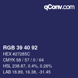 颜色代码: RGB 39 40 92 | qconv.com