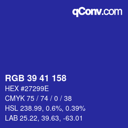 カラーコード: RGB 39 41 158 | qconv.com