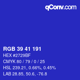 Color code: RGB 39 41 191 | qconv.com