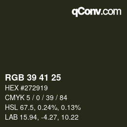 Color code: RGB 39 41 25 | qconv.com