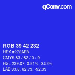 颜色代码: RGB 39 42 232 | qconv.com