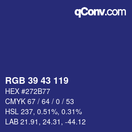 颜色代码: RGB 39 43 119 | qconv.com