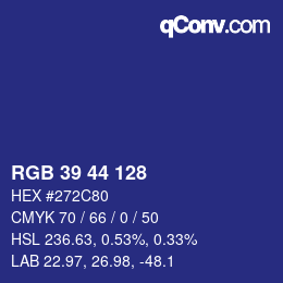 Color code: RGB 39 44 128 | qconv.com