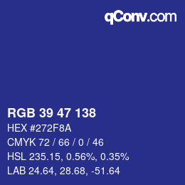 Color code: RGB 39 47 138 | qconv.com