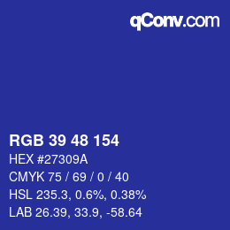 Color code: RGB 39 48 154 | qconv.com