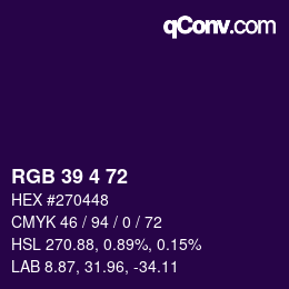 Color code: RGB 39 4 72 | qconv.com