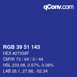 Color code: RGB 39 51 143 | qconv.com