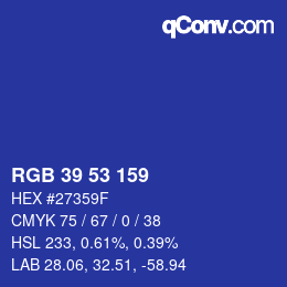 カラーコード: RGB 39 53 159 | qconv.com